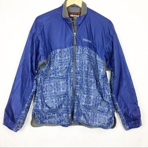 Marmot Blue/Gray Abstract Print Zip Up Jacket Sz L